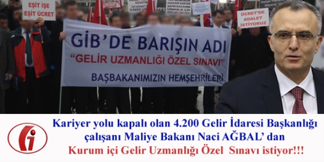 Kurum içi gelir uzmanlığı özel sınav açılması talebi