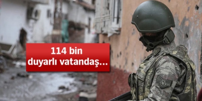 114 bin vatanda, PKK'y ihbar etti