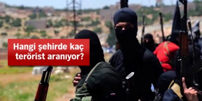 Hangi şehirde kaç terörist aranıyor?