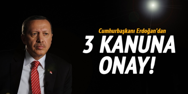 Erdoğan'dan 3 kanuna onay