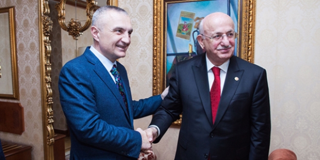 TBMM Ba�kan� Kahraman, Arnavutluk Meclis Ba�kan� Meta ile g�r��t�