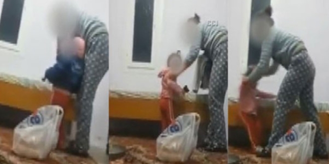 Anneden küçük çocuğa kan donduran dayak