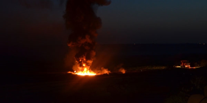 Şanlıurfa'da petrol boru hattında yangın çıktı