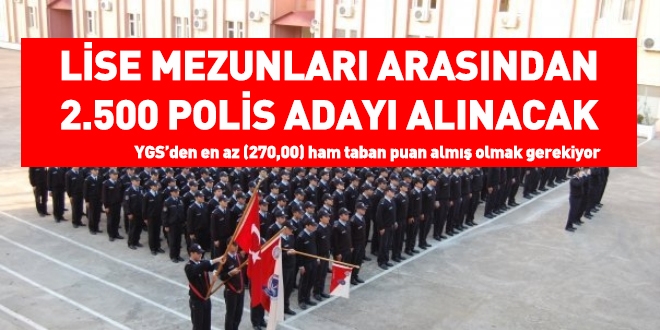 Lise mezunları arasından 2500 polis adayı alınacak