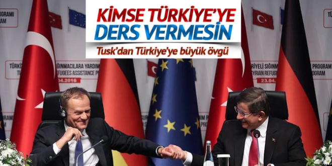 Tusk: Kimse Trkiye'ye ders vermesin