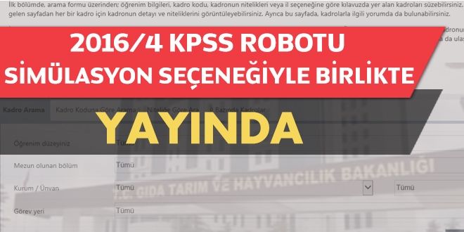2016/4 KPSS Robotu simülasyon seçeneğiyle birlikte yayında