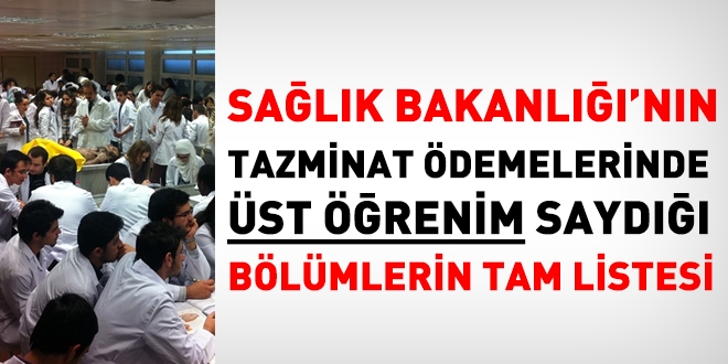 Salk Bakanl'nn, zam ve tazminat demelerinde, st renim sayd blmler