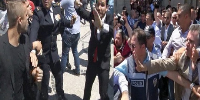 Şehit polis Nefize Özsoy'un cenazesinde arbede