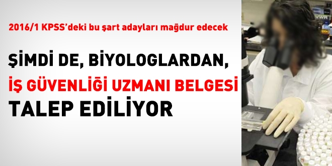 Şimdi de biyologlardan İSG belgesi isteniyor