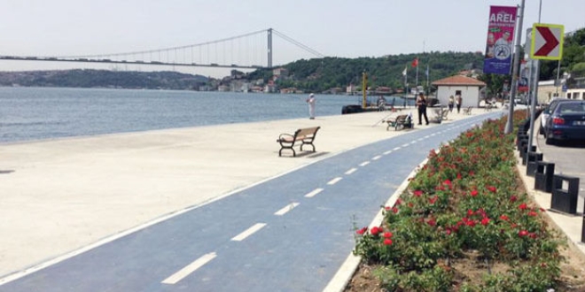 Emirgan Sahili'nde bisiklet yolu tamamlandı