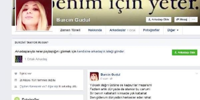 Facebook'ta veda yazısı yazdıktan sonra intihar etti