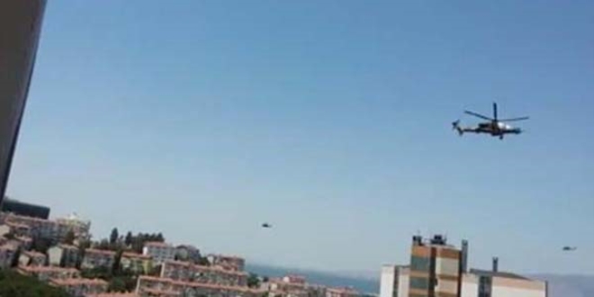 Şehidin devre arkadaşları, helikopterle tur atarak selamladı