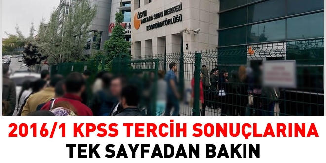 2016/1 KPSS tercih sonuçlarına tek sayfadan bakın