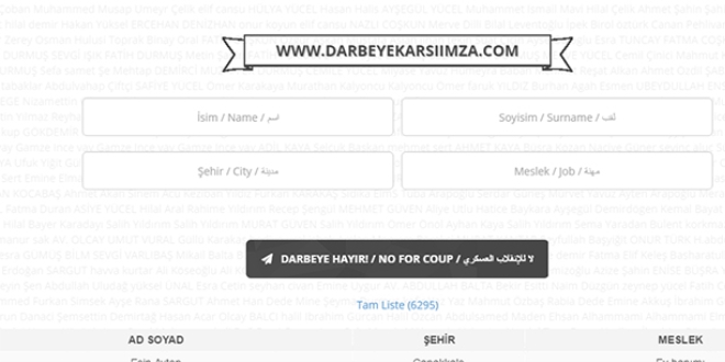 Sanal alemde, darbeye karşıyız bildirisi imzaya açıldı