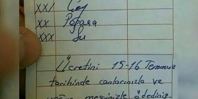 Polislerin sipariş fişine yazılan not sosyal medyayı salladı