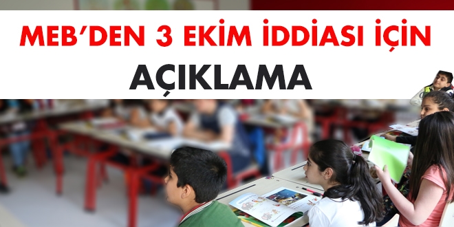 MEB'den 3 Ekim iddiası için açıklama