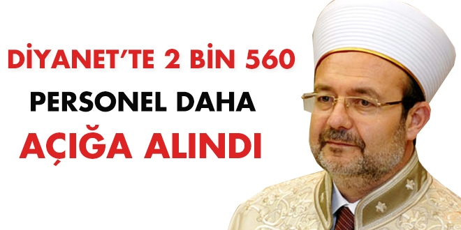 Diyanet, 2 bin 560 personeli daha aa ald