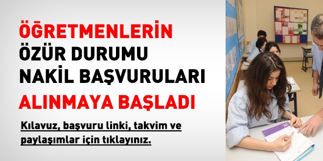 Öğretmenlerin, özür nakli başvuruları alınmaya başlandı