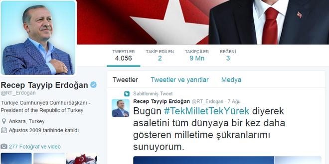 Erdoğan tam o saatte tweet atmaya başladı