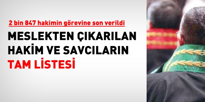 HSYK, 2 bin 847 hakim ve savcıyı meslekten ihraç etti