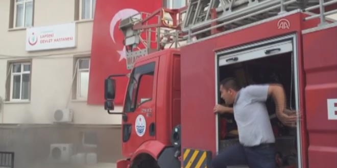 Lapseki Devlet Hastanesinde yangın