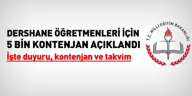 Dershane öğretmenlerinin atama başvuru takvimi belirlendi
