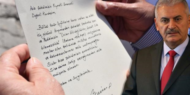 Başbakan Yıldırım'dan şehit ailelerine bayram mektubu
