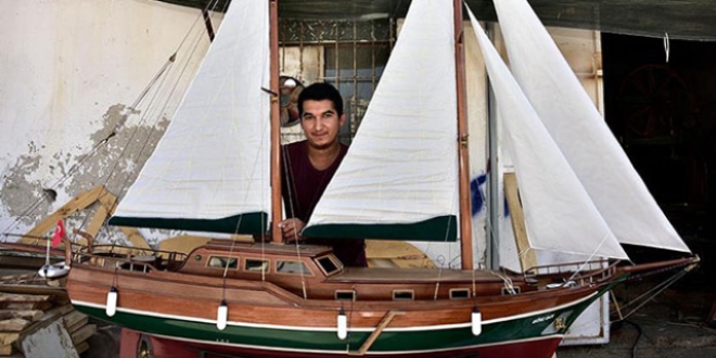 Boyundan b�y�k tekne maketi yapt�