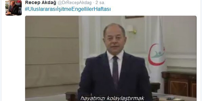 Bakan Akdağ, işaret diliyle mesaj yayımladı