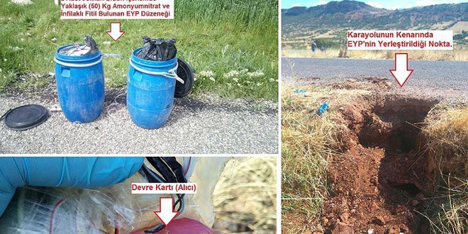 Teröristlerce yola tuzaklanan patlayıcı imha edildi
