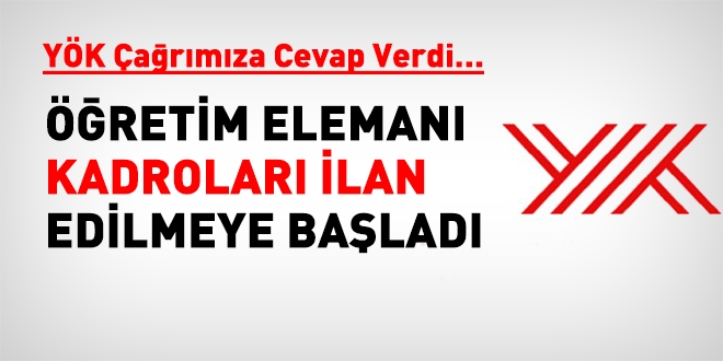 Öğretim elemanı kadro ilanları yayınlanmaya başladı