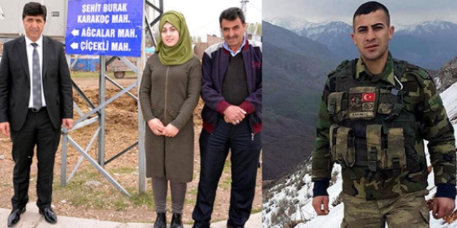 G�len'in do�du�u mahalleye �ehidin ad� verildi