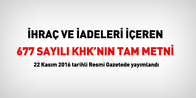 677 sayılı KHK'nın tam metni