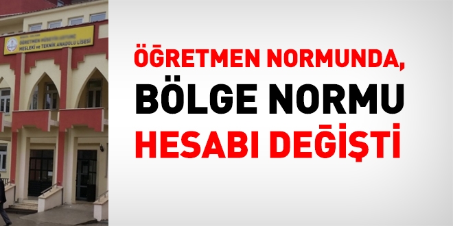 Öğretmen normunda, Bölge Normu Hesabı değişti