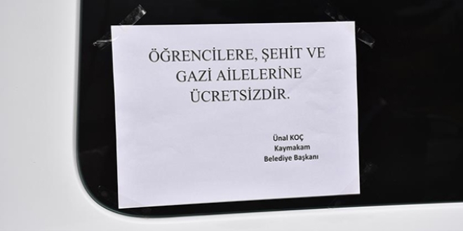 Belediye'den �ehit, gazi, asker, polis �ocuklar�na �cretsiz servis