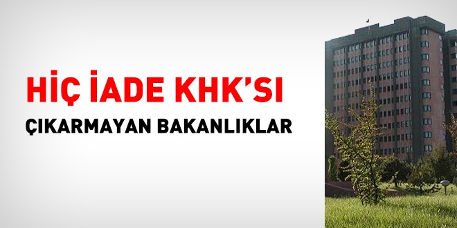 Hiç iade KHK'sı çıkarmayan Bakanlıklar