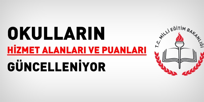 Okulların hizmet alanları ve puanları güncelleniyor