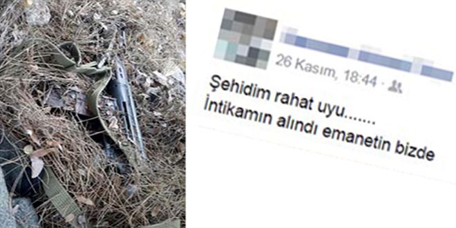 �ehidin t�fe�ini buldular! Bu mesaj� att�lar...