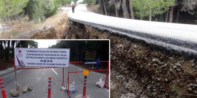 Çanakkale'de şehitlik yolu trafiğe kapandı