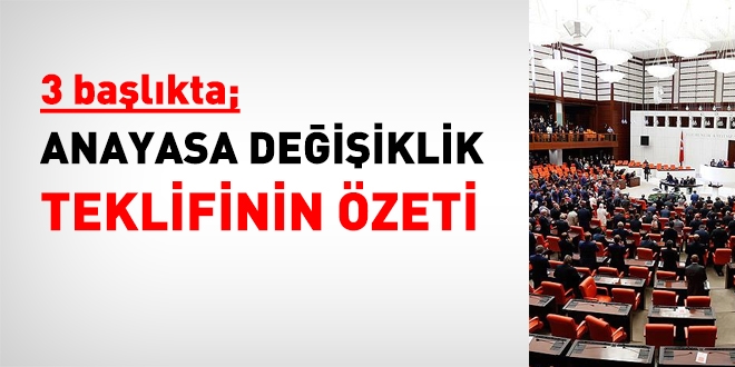 3 başlıkta Anayasa değişiklik teklifinin özeti