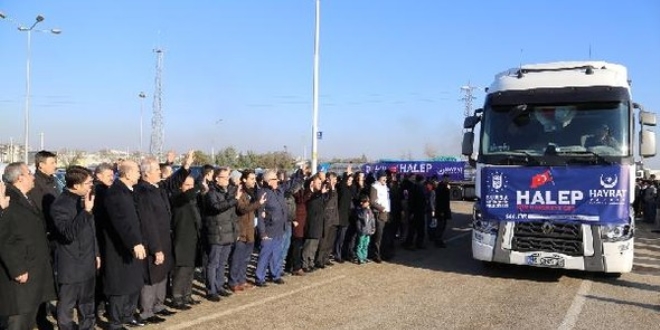 Halep'e 11 t�r yard�m malzemesi g�nderildi