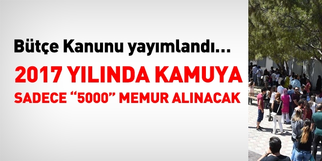 2017 yılında kamuya sadece 5 bin memur alınacak