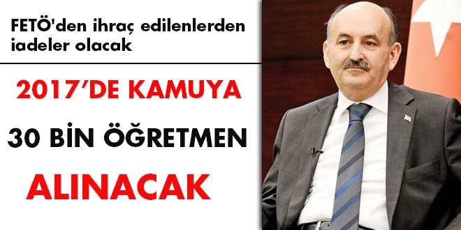 2017'de kamuya 30 bin öğretmen alınacak