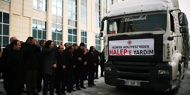 Konya'da adliye çalışanlarından Haleplilere yardım