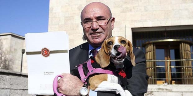 CHP'li Tanal köpeğiyle basın toplantısı düzenledi