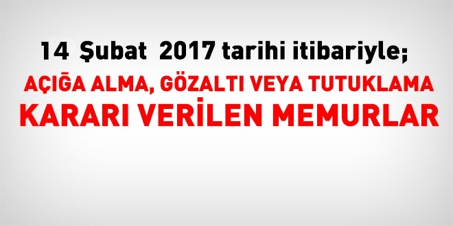 14 ubat 2017 tarihi itibariyle haklarnda ilem yaplan kamu personeli