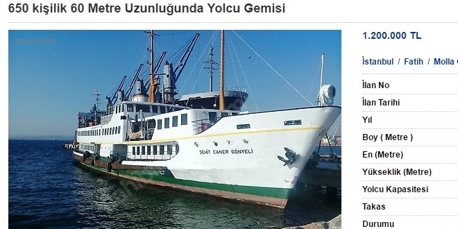 Yolcu vapuru internetten satışa çıkarıldı