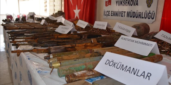 Toprağa gömülü çok sayıda mühimmat ele geçirildi