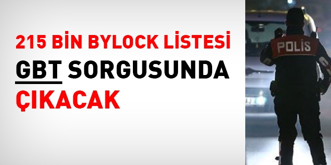 215 bin ByLock'unun ismi GBT sorgulamalarnda kacak