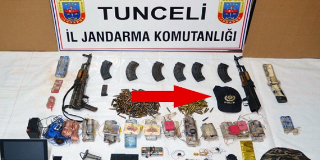 Tunceli'de polis kıyafeti ve çok sayıda mühimmat ele geçirildi